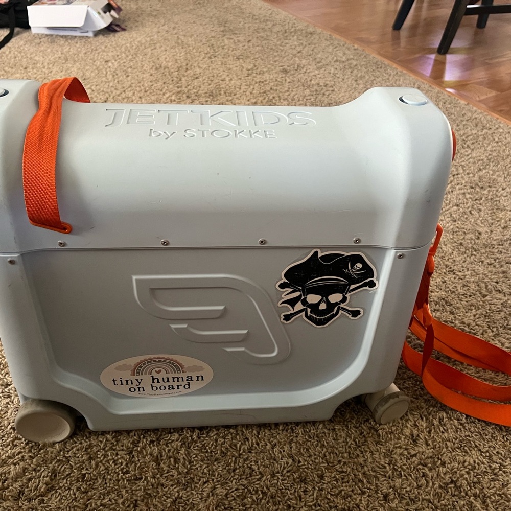 JetKids by Stokke Ride-On Suitcase - Blue and Orange